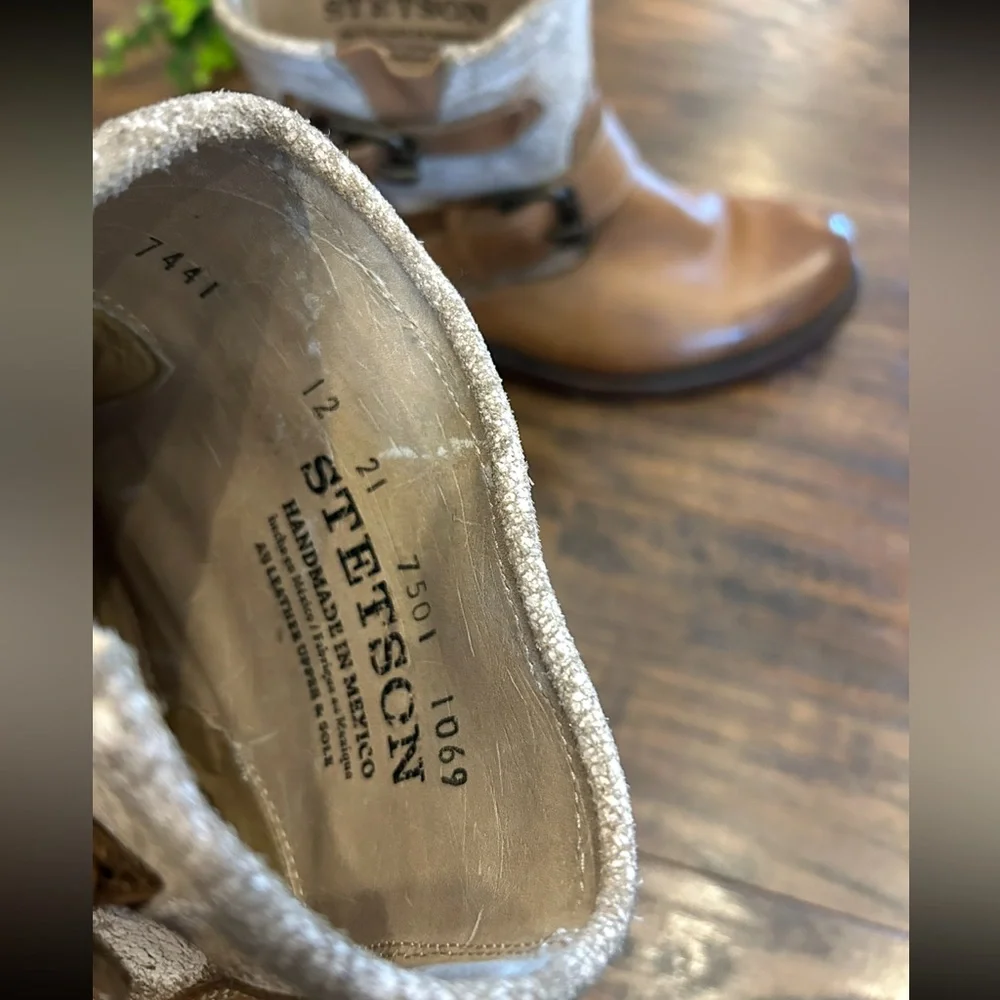 STETSON WOMENS MIA Western Boots - size 6.5 - ankle boots leather brown tan - Picture 9 of 16